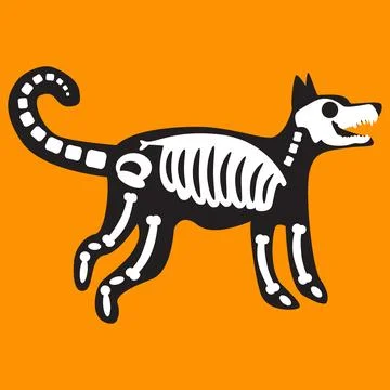 Skeleton wolf icon with Halloween spooky canine for horror decoration Stock Illustration
