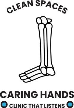 A skeleton with the words "Caring Hands" written below it Stock Illustration