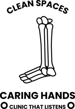 A skeleton with the words "Caring Hands" written below it Stock Illustration