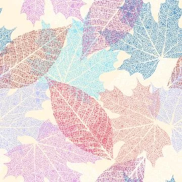 Skeletonized leaves seamless Stock Illustration