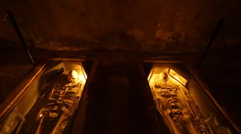 Skeletons in a cave Stock Footage 39909733