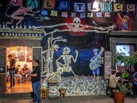 Skeletons on a mural Stock Photos