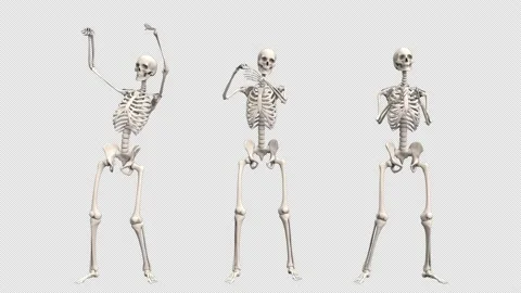 Skeletons ovation - 3d render looped with alpha channel. Stock Footage 167511994