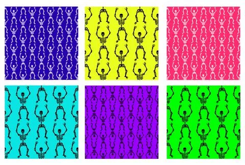 Skeletons seamless patterns. Vector illustration Stock Illustration