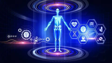 Skelton Analysis Virtual Reality Illustrazione stock