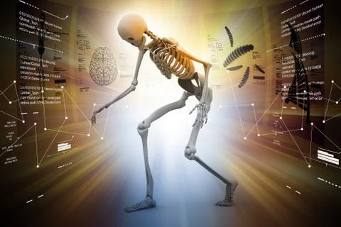 Skelton with virus Stock Illustration