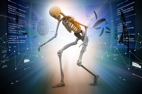 Skelton with virus Stock Illustration