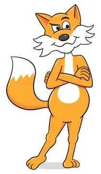 Skeptical cartoon fox Stock-Illustration