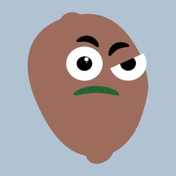 Skeptical kiwi fruit sticker with suspicious face cartoon character, vector  Stock Illustration