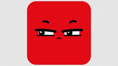 Skeptical Red Cartoon Character Animation with Transparent Background Vídeo Stock 344011369