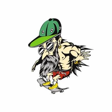 Sketboarding king vector illustration. Stock Illustration