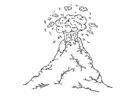 Sketch of active volcano Stock-Illustration