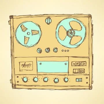 Sketch analog recorder Stock Illustration