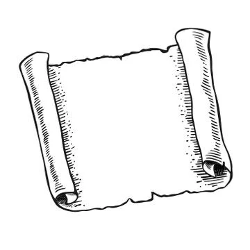 Sketch of ancient scroll. Stock Illustration
