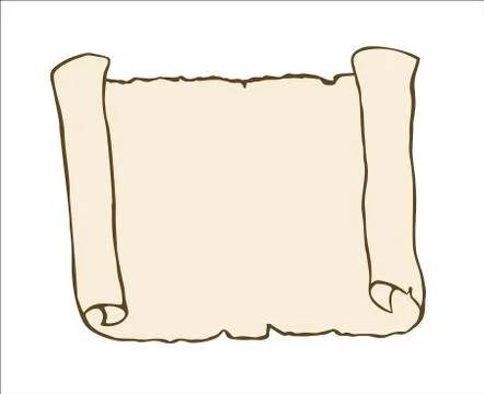 Sketch of ancient scroll, isolated on white background. Stock Illustration