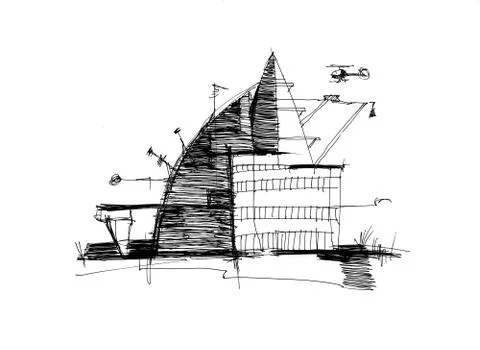 Sketch of the architectural concept Stock Illustration