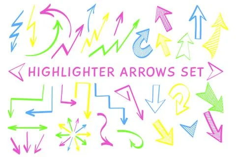 Sketch arrow pointer highlight marker vector set Stock Illustration