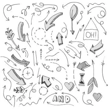 Sketch arrow set Stock Illustration