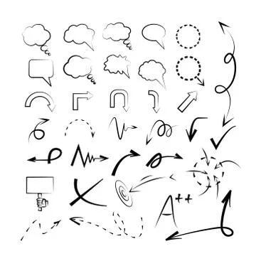 Sketch arrows and bubbles Stock Illustration
