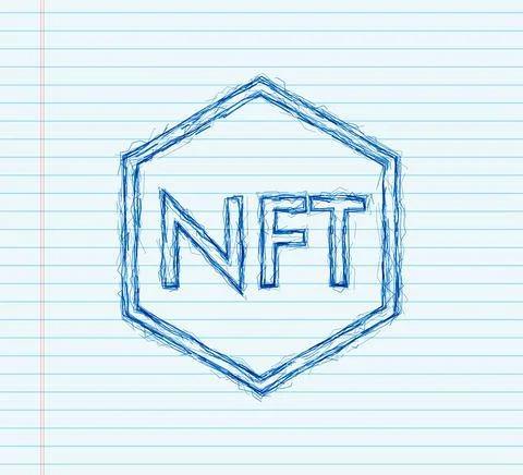 Sketch art pattern with nft for game background design. Crypto currency finance Stock Illustration