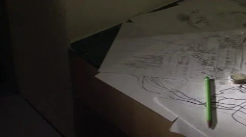 Sketch Artists Desk Stock-Footage 55551704