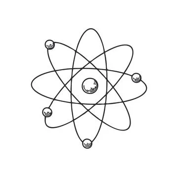 Sketch atomic structure icon. Sketch atom. Discovery and chemistry symbol. Illustrazione stock
