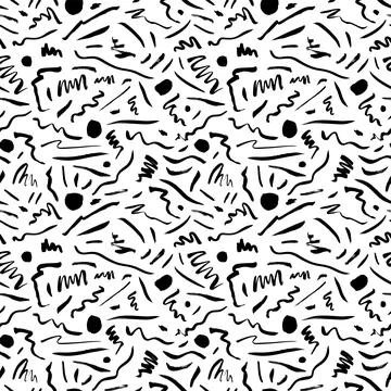 Sketch background with brush stroke lines and dots Stock Illustration