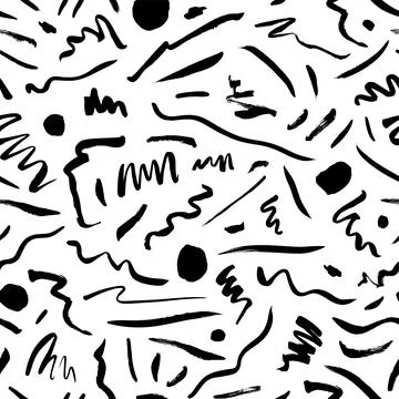 Sketch background with brush stroke lines and dots Stock Illustration