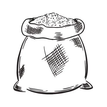 Sketch bag with grain isolated vector illustration Ilustración de archivo