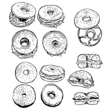 Sketch bagels. Vector   illustration. Stock Illustration