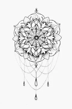 Sketch of a beautiful mandala with patterns on a white background. Stock Illustration