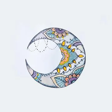 A sketch of a beautiful moon in patterns on a white background. Stock Illustration