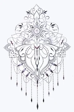 A sketch of a beautiful pattern on a white background. Stock Illustration