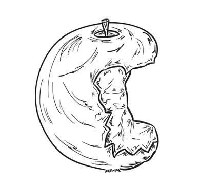 Sketch of the bitten apple Stock Illustration