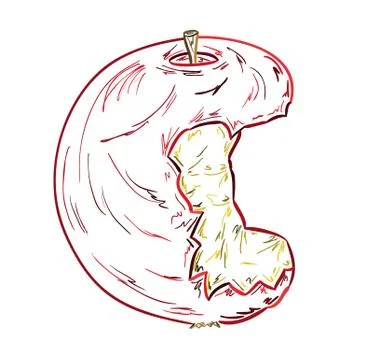 Sketch of the bitten apple Stock Illustration