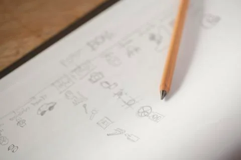 Sketch on book Stock Photos