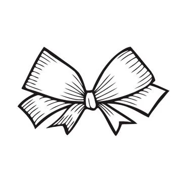 Sketch Bow With Ribbon Иллюстрация
