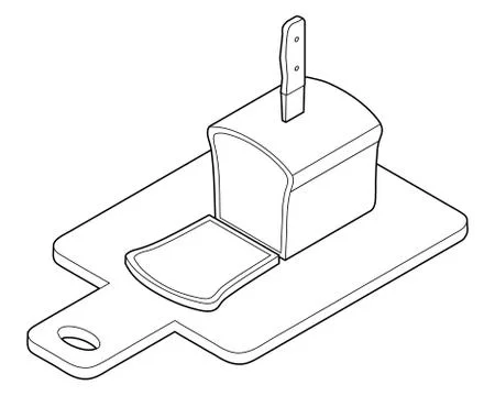 Sketch of bread on a cutting board. Stock Illustration