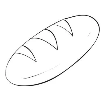 Sketch of bread in the shape of a loaf, coloring book, cartoon illustration,  Stock Illustration