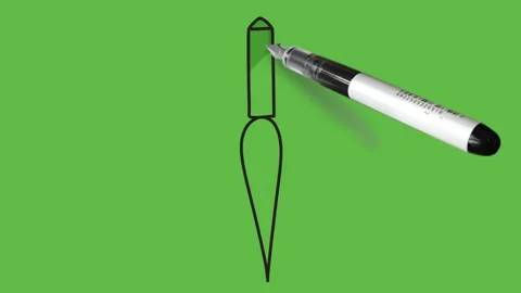 Sketch burning rocket firework in brown and green colour with black outline Видео 157613572