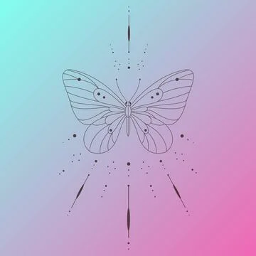 Sketch of a butterfly on gradient background Stock Illustration