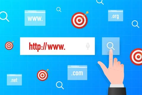 Sketch button with www line. Web banner. Social media Illustrazione stock