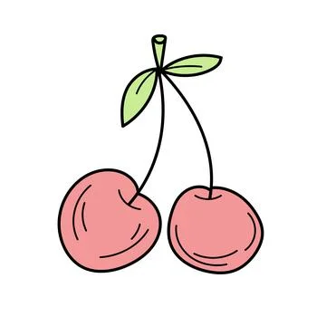 Sketch of cherry. Vector illustration. Cherry doodle icon Stock Illustration