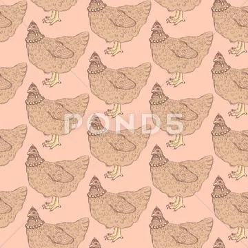 Sketch chicken hipster in vintage style Stock Illustration