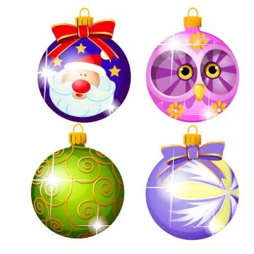 Sketch with Christmas tree decorations different forms isolated on white Stock Illustration