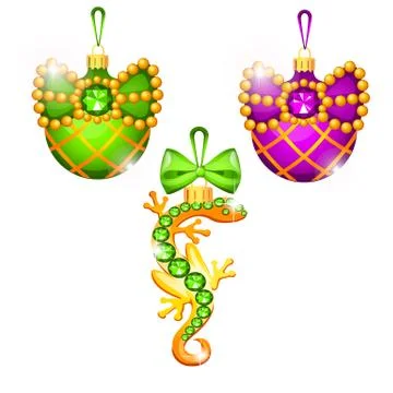 Sketch with Christmas tree decorations different forms isolated on white Stock Illustration