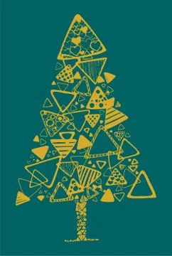 Sketch of Christmas Tree Design Element or Ornamental Outline Editable Illust Stock Illustration