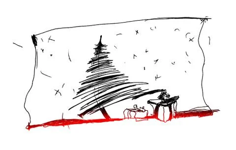 Sketch of  christmas tree Stock Illustration