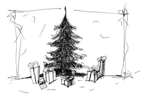 Sketch of  christmas tree Stock Illustration