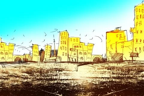 Sketch of the city Stock Illustration